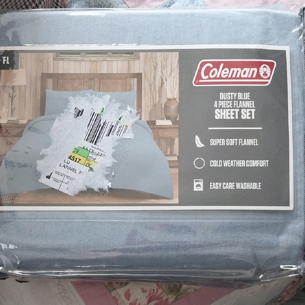 Coleman Dusty Blue Flannel Sheet Set - Soft Cold-Weather Bedding